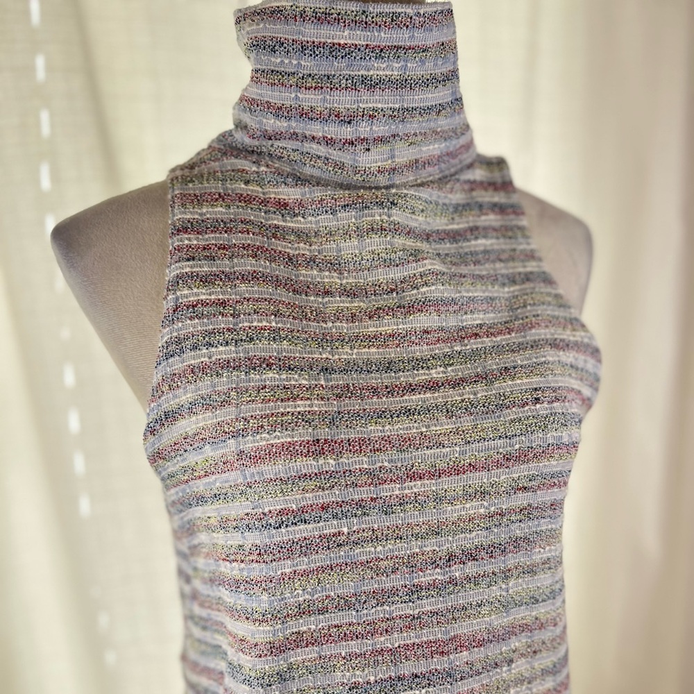 Anthropologie Akemi + Kin Mock Turtleneck Tunic Midi Dress in Pastel Stripes sma